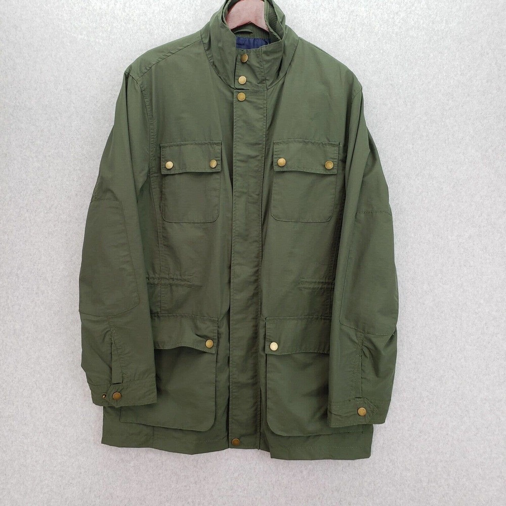 Club Room Men's Utility Jacket Green Pockets Size Large Zipper and Snap Closure